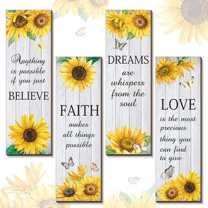 4 Pcs Sunflower Wall Decor Inspirational Sunflower Kitchen Decor And🐬